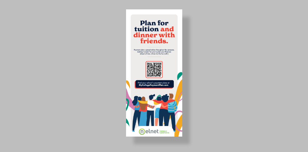 Screenshot of a bookmark that encourages people to plan for tuition over dinner with friends.