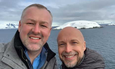 Derrick and husband in Antarctica