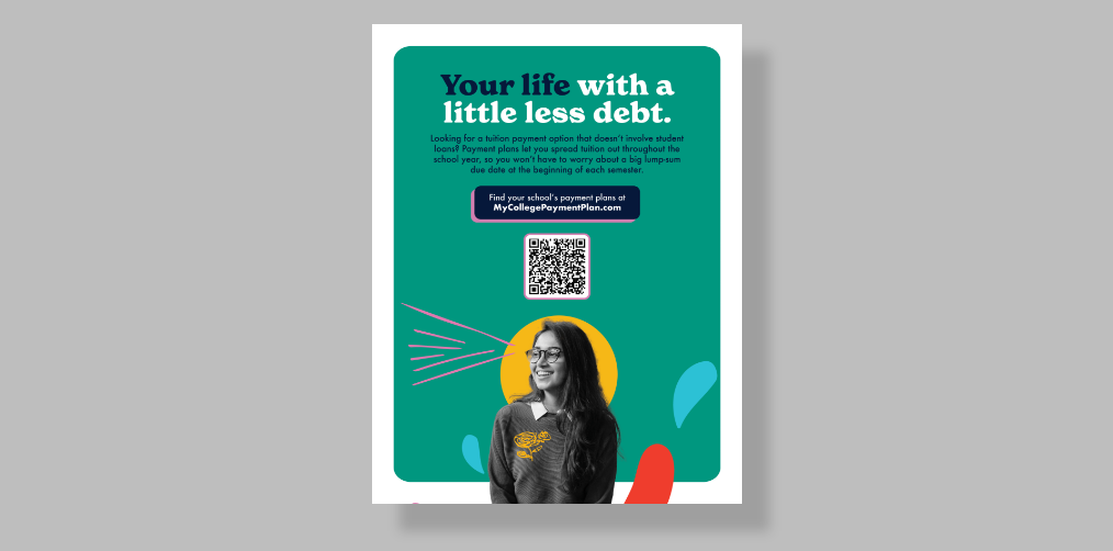 Screenshot of Flyer with text at the top explaining how to use payment plans to lessen your debt