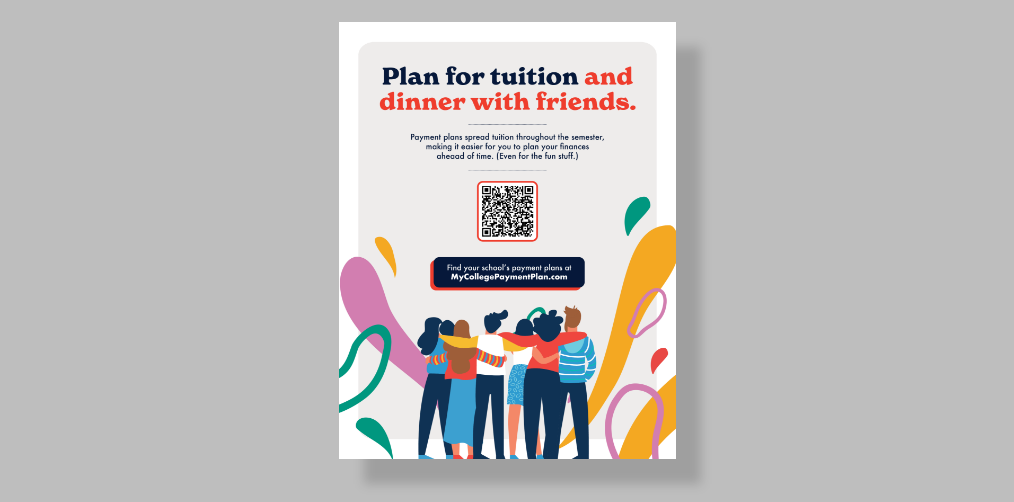 Screenshot of a flyer that encourages students to plan tuition and dinner with friends.