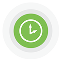 A clock outline with a green background