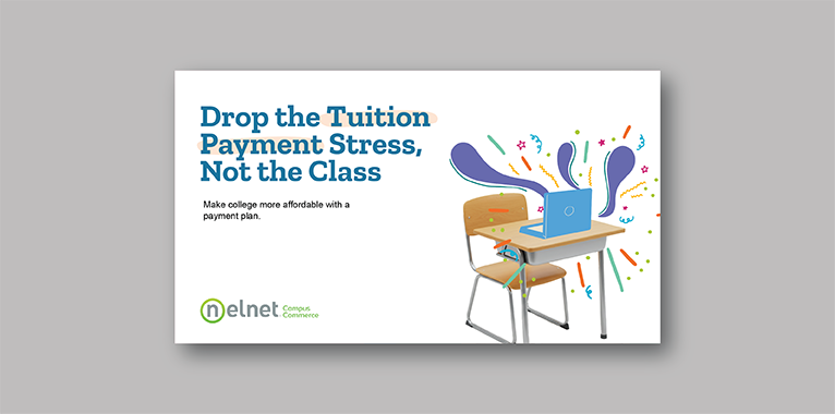 Screenshot of a slide from the drop the tuition payment stress, not the class theme presentation deck