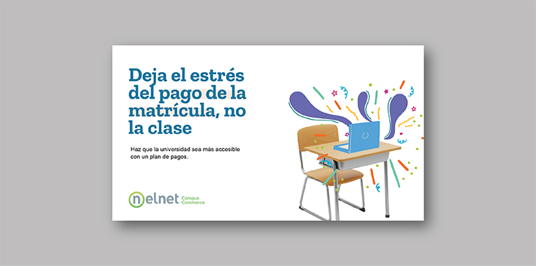 A screenshot of a PowerPoint template with Spanish text at the top mentioning monthly payments