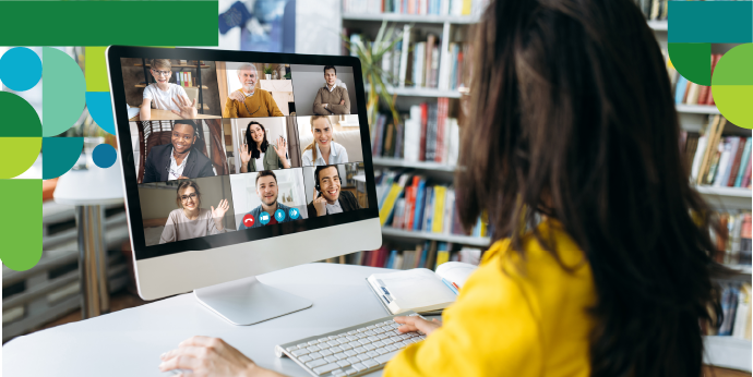 A person attending a virtual conference