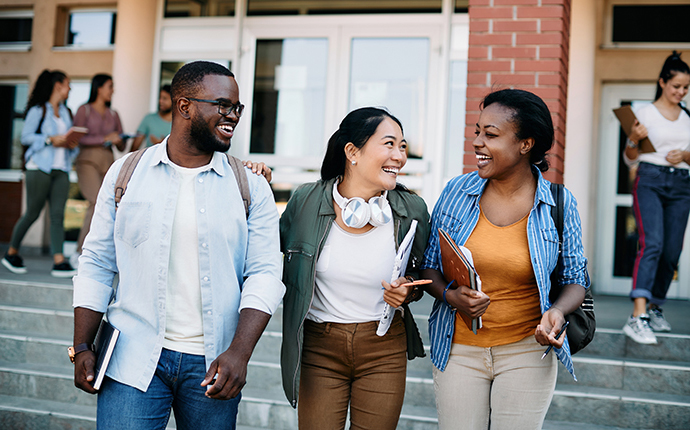 International students walking together