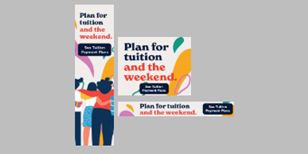 3 screenshots of several banner ads for Plan For Tuition